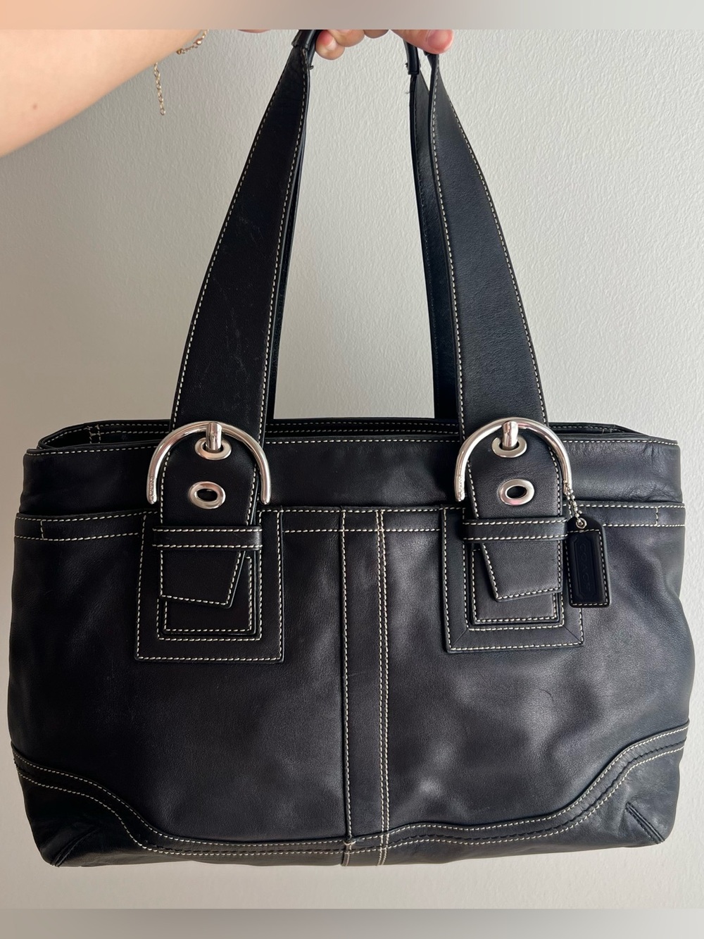 Soho Black Leather Tote / Shoulder Bag